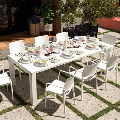 Tavolo da giardino allungabile 8-10 posti 160-230x98cm bianco - Lahat