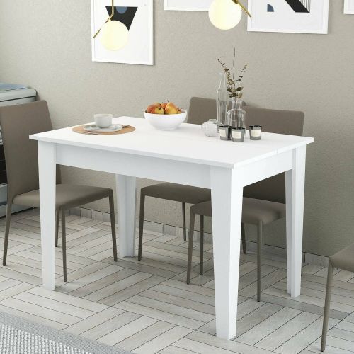 Tavolo da pranzo rettangolare 4 posti bianco 110x72cm - Eupilio