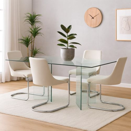 Tavolo fisso AlcalalaRe, Tavolo da pranzo, Tavolo per cucina, Scrivania rettangolare da ufficio, 180x90h78 cm, Trasparente