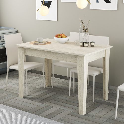 Tavolo Fisso Beige Marmo 6 Posti Forma Rettangolare 110x72x75h cm, Peso Supportato 120 kg - Zane