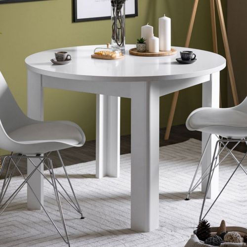 Tavolo Fisso Bianco 4 Posti Forma Rotondo 106.5x106.5x76.5h cm, Materiale Piano in Legno Nobilitato - Gorlago