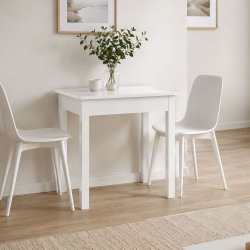 Tavolo Fisso Bianco 4 Posti Forma Rotondo 75x55x76h cm, Materiale Piano in Legno Nobilitato - Loda
