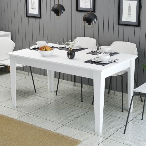 Tavolo Fisso Bianco 6 Posti Forma Rettangolare 145x88x75h cm, Peso Supportato 120 kg - Viverone