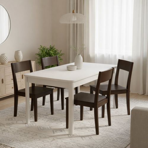 Tavolo Fisso Bianco 6 Posti Forma Rettangolare 160x90.5x76.5h cm, Materiale Piano in Legno Nobilitato - Tonara