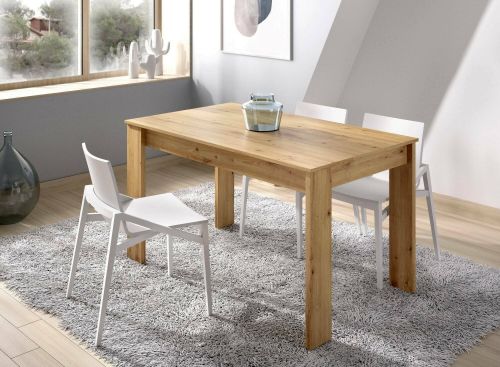 Tavolo fisso Censo, Tavolo da pranzo multiuso, Tavolo rettangolare da cucina o sala da pranzo, 139x81h77 cm, Rovere Nodi