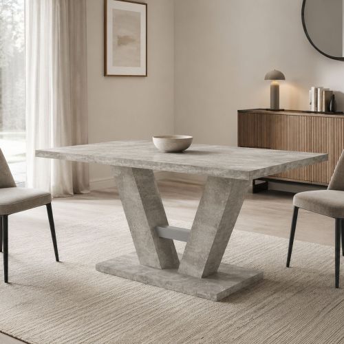 Tavolo Fisso Grigio Cemento 6 Posti Forma Rettangolare 137x90x76h cm, Sfumatura Colore Struttura Cemento - Liteneso