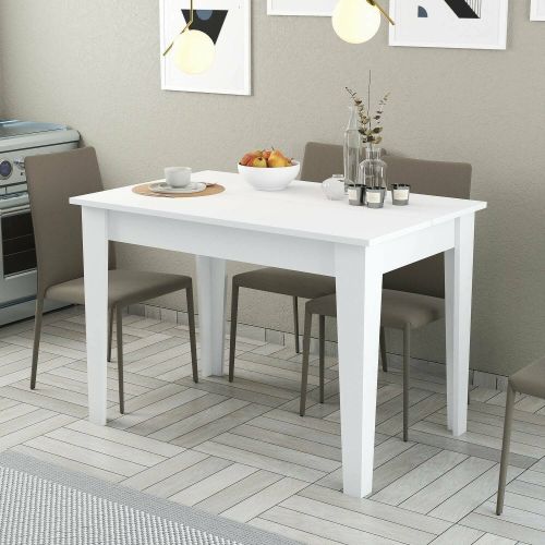Tavolo fisso Heli, Ripiano da cucina, Consolle per sala da pranzo, Ripiano rettangolare fisso, 110x72 h75 cm, Bianco