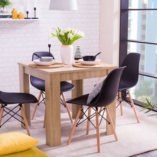 Tavolo Fisso Marrone 4 Posti Forma Rettangolare 80x80x75h cm, Materiale Piano in Legno Nobilitato - Cagno