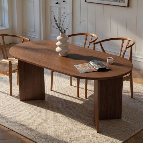 Tavolo Fisso Marrone Noce 6 Posti Forma Ovale 180x89.5x75h cm, Peso Supportato 70 kg - Monterano