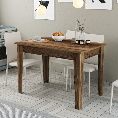 Tavolo Fisso Marrone Noce 6 Posti Forma Rettangolare 110x72x75h cm, Peso Supportato 120 kg - Fosciana