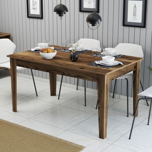 Tavolo Fisso Marrone Noce 6 Posti Forma Rettangolare 145x88x75h cm, Peso Supportato 120 kg - Viverone