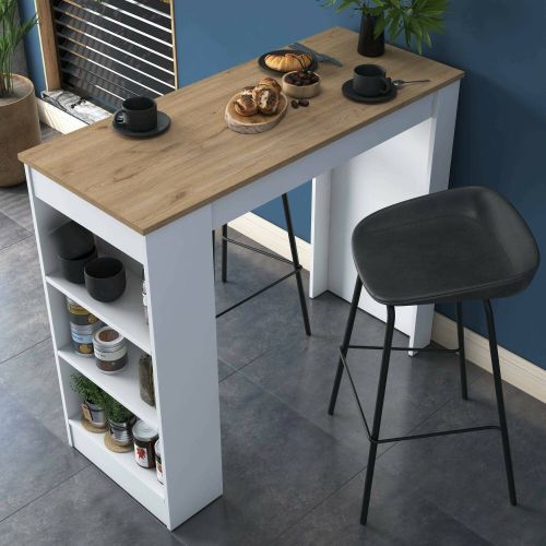 Tavolo Fisso Marrone Noce Bianco 2 Posti Forma Rettangolare 120x50x100h cm, Sfumatura Colore Struttura Noce - Assan