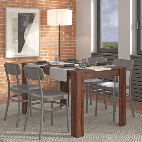 Tavolo Fisso Marrone Noce Marrone Rovere 6 Posti Forma Rettangolare 135x80.5x74.5h cm, Colore Ripiano Marrone - Simala