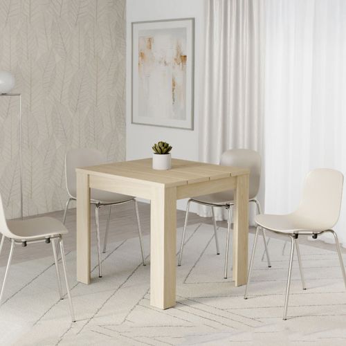 Tavolo Fisso Marrone Rovere 4 Posti Ripiano Effetto Dogato 80x80x76h cm, Forma Quadrato - Trosa