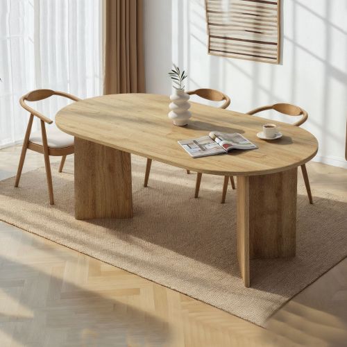 Tavolo Fisso Marrone Rovere 6 Posti Forma Ovale 180x90x75h cm, Materiale Piano in Legno Nobilitato - Monterano