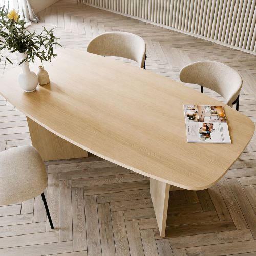 Tavolo Fisso Marrone Rovere 6 Posti Forma Ovale 190x100x75h cm, Sfumatura Colore Struttura Rovere - Milani