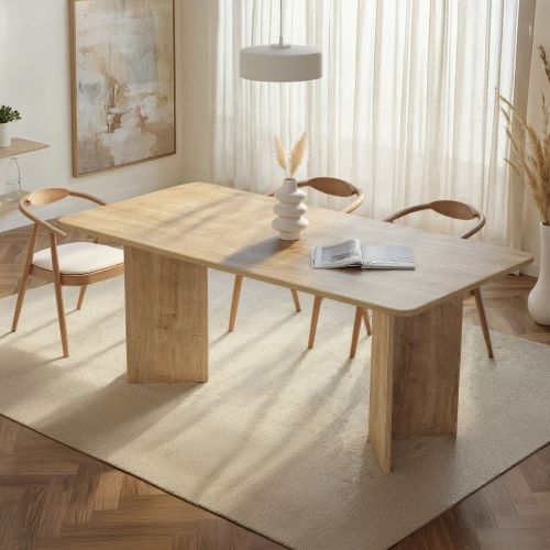 Tavolo Fisso Marrone Rovere 6 Posti Forma Rettangolare 180x90x75h cm, Materiale Piano in Legno Nobilitato - Noleme