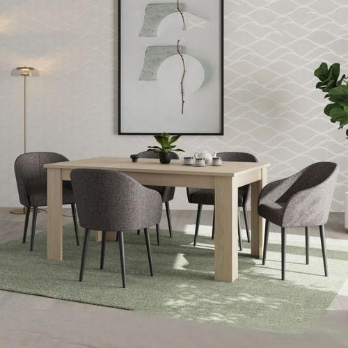 Tavolo Fisso Marrone Rovere 8 Posti Forma Rettangolare 160x90x77h cm, Sfumatura Colore Struttura Rovere - Rifred