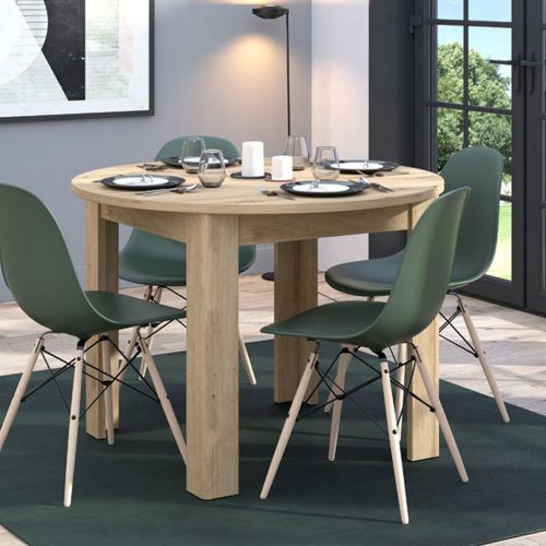 Tavolo Fisso Marrone Rovere Nodi 4 Posti Forma Rotondo 106.5x106.5x76.5h cm, Materiale Piano in Legno Nobilitato - Gorlago