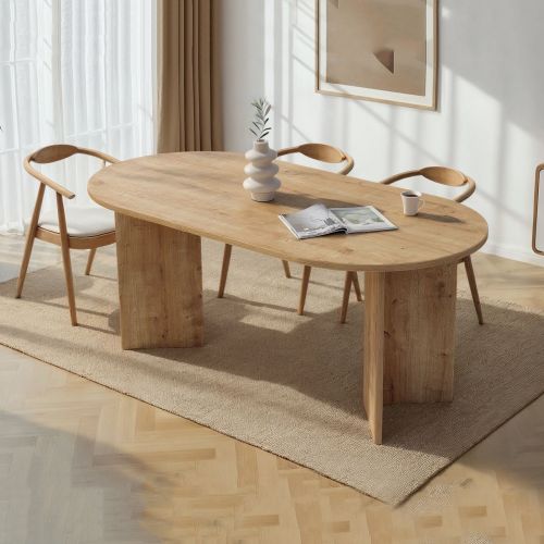 Tavolo Fisso Marrone Rovere Nodi 6 Posti Forma Ovale 180x90x75h cm, Materiale Piano in Legno Nobilitato - Monterano
