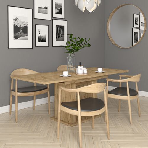 Tavolo Fisso Marrone Rovere Nodi 6 Posti Forma Rettangolare 150x90x77h cm, Sfumatura Colore Struttura Rovere Nodi - Lisato