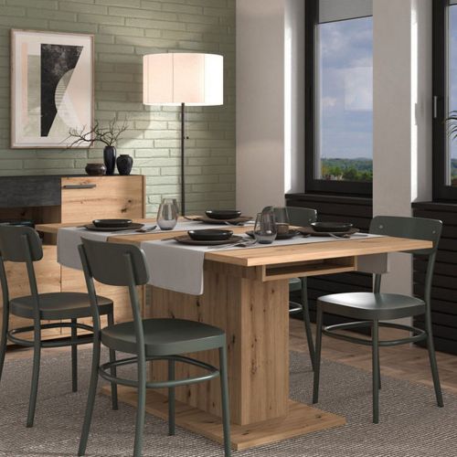 Tavolo Fisso Marrone Rovere Nodi 6 Posti Forma Rettangolare 160x91.5x76h cm, Materiale Piano in Legno Nobilitato - Siano