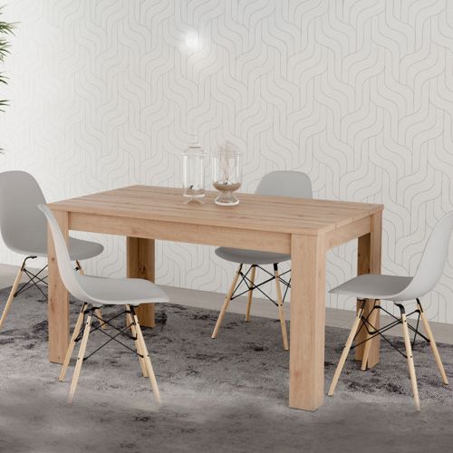 Tavolo Fisso Marrone Rovere Nodi 6 Posti Ripiano Effetto Dogato 135x80x76h cm, Forma Rettangolare - Luarca