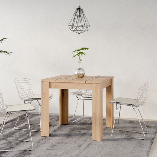 Tavolo Fisso Marrone Rovere Nodi 6 Posti Ripiano Effetto Dogato 80x80x76h cm, Forma Quadrato - Trosa
