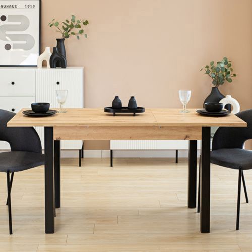 Tavolo Fisso Marrone Rovere Nodi Nero 6 Posti Forma Rettangolare 120x70x76h cm, Sfumatura Colore Struttura Rovere Nodi - Litabana