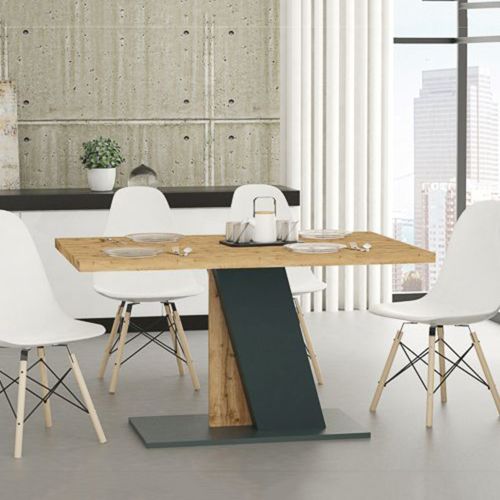 Tavolo Fisso Marrone Rovere Nodi Nero Antracite 6 Posti Forma Rettangolare 138x90x76h cm, Sfumatura Colore Struttura Rovere Nodi - Livani