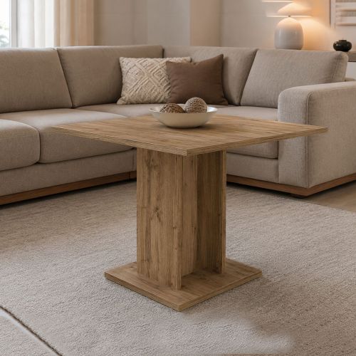 Tavolo Fisso Marrone Rovere Scuro 4 Posti Forma Quadrato 80x80x74h cm, Sfumatura Colore Struttura Rovere Scuro - Litasili