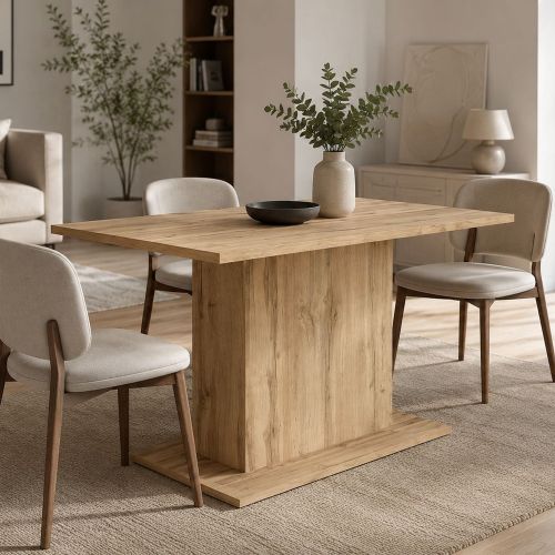 Tavolo Fisso Marrone Rovere Scuro 6 Posti Forma Rettangolare 138x80x74h cm, Sfumatura Colore Struttura Rovere Scuro - Litarari