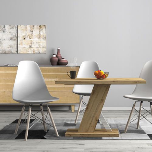 Tavolo Fisso Marrone Rovere Scuro Trasparente 6 Posti Dettaglio Effetto Vetro 110x80x76h cm, Forma Rettangolare - Liva