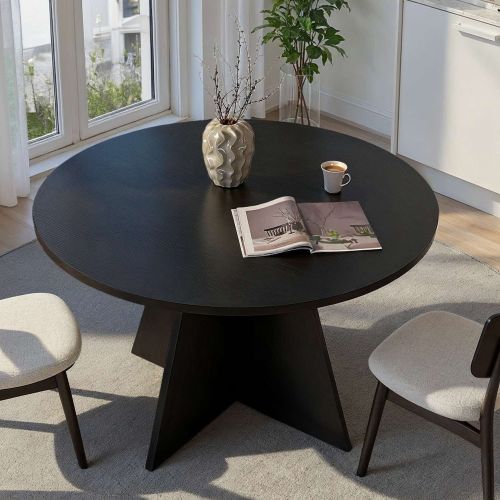 Tavolo Fisso Nero 4 Posti Forma Rotondo 120x120x75h cm, Peso Supportato 60 kg - Racale