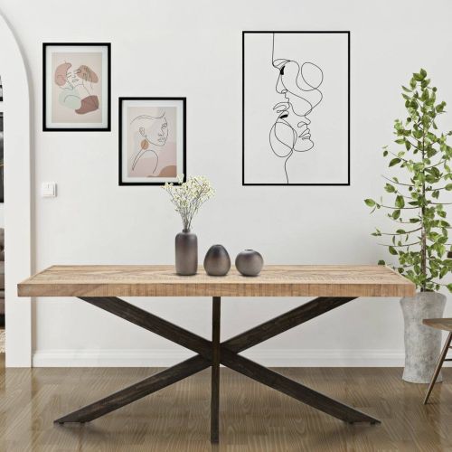 Tavolo gambe intrecciate rettangolare 9 posti marrone e nero 180x90cm - Deller