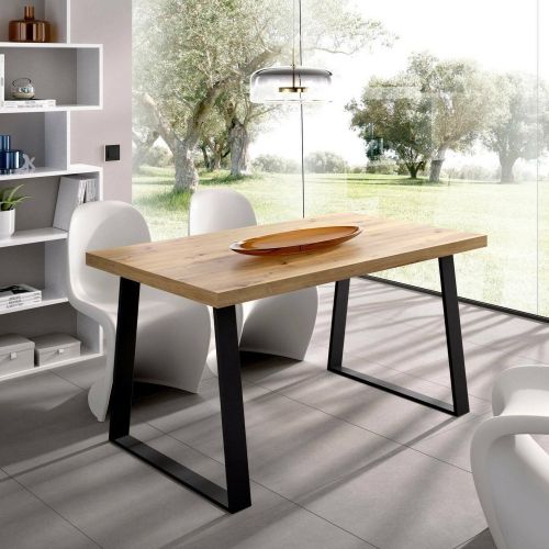 Tavolo legno e metallo rettangolare 8 posti 140x90cm - Amitrax
