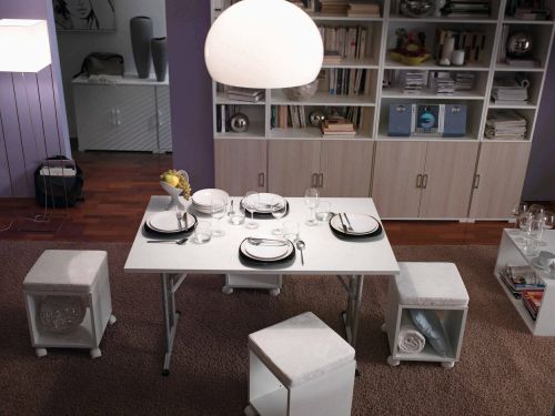 Tavolo pieghevole 6 posti in metallo e legno 125x75cm bianco - Aliena