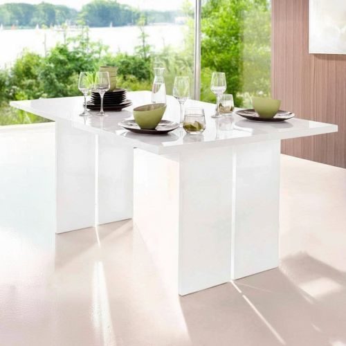 Tavolo pranzo rettangolare 8 posti bianco lucido 160x90cm - Alibi
