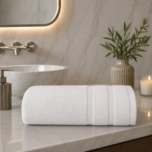 Telo Bagno Bianco 100% Cotone Egiziano Pettinato e Mercerizzato, Grammatura 530 gsm - Rovarero Luxury