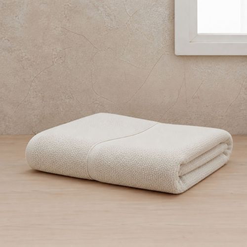 Telo Bagno Bianco Avorio 100% Puro Cotone, Sfumatura Colore Struttura Avorio - Sanaza Luxury