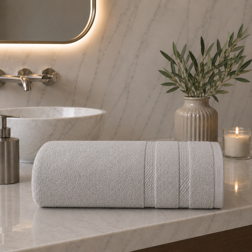 Telo Bagno Grigio 100% Cotone Egiziano Pettinato e Mercerizzato, Grammatura 530 gsm - Rovarero Luxury