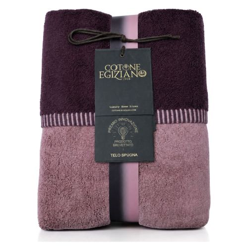 Telo Bagno Rosa Viola Prugna 100% Cotone Egiziano a Fibra Lunga Pettinato Reversibile, Colore Struttura Viola - Sazalo Luxury