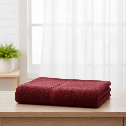 Telo Bagno Rosso Bordeaux 100% Puro Cotone, Sfumatura Colore Struttura Bordeaux - Sanaza Luxury