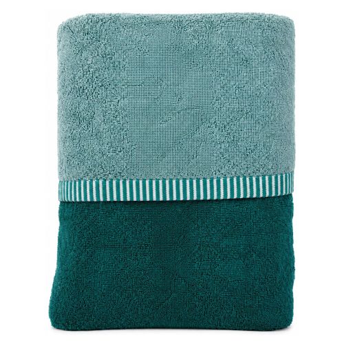 Telo Bagno Verde Acqua Verde Scuro 100% Cotone Egiziano a Fibra Lunga Pettinato Reversibile, Colore Struttura Verde - Sazalo Luxury