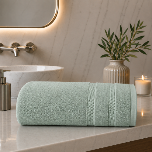 Telo Bagno Verde Menta 100% Cotone Egiziano Pettinato e Mercerizzato, Sfumatura Colore Struttura Menta - Rovarero Luxury