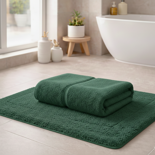 Telo Bagno Verde Smeraldo 100% Puro Cotone, Sfumatura Colore Struttura Smeraldo - Sanamasa Luxury