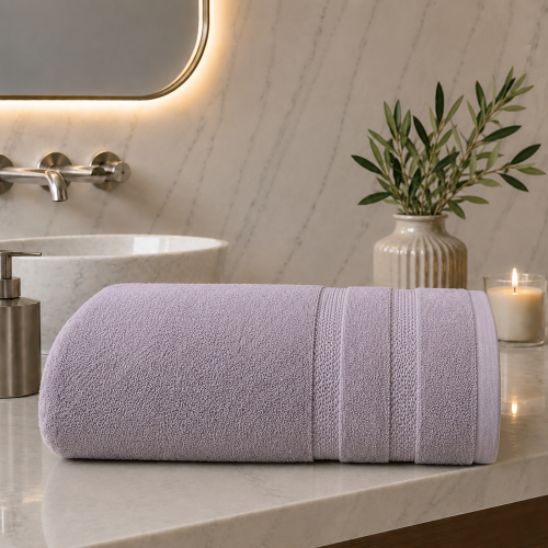 Telo Bagno Viola Lilla 100% Cotone Egiziano Pettinato e Mercerizzato, Sfumatura Colore Struttura Lilla - Rovarero Luxury