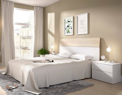Testiera letto Acros, 161x4h100 cm, Bianco e Rovere