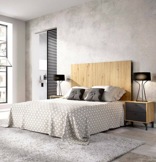 Testiera letto Alaca, 244x37h127 cm, Rovere e Antracite