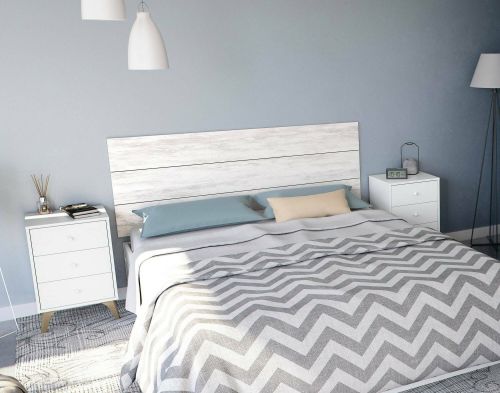 Testiera letto Ayok, Spalliera, Testata per camera da letto, Poggiatesta, 160x3 h60 cm, Bianco e Bianco anticato